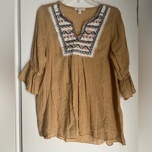 Embroidered Yellow Women's Top